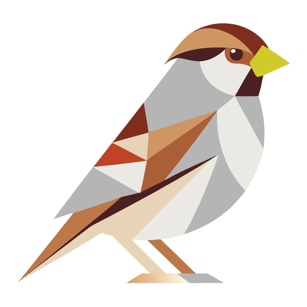 A sparrow bird side view brown illustration. Pixel art sparrow isolated on white background. 8 bit little bird icon. vector