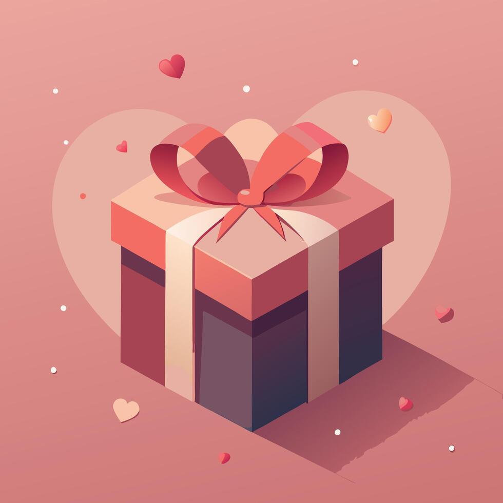 Design a charming valentines day coloring gift box tied. vector