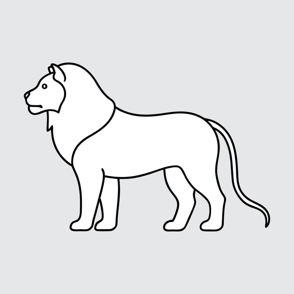 Lion Simple Line Drawing. vector