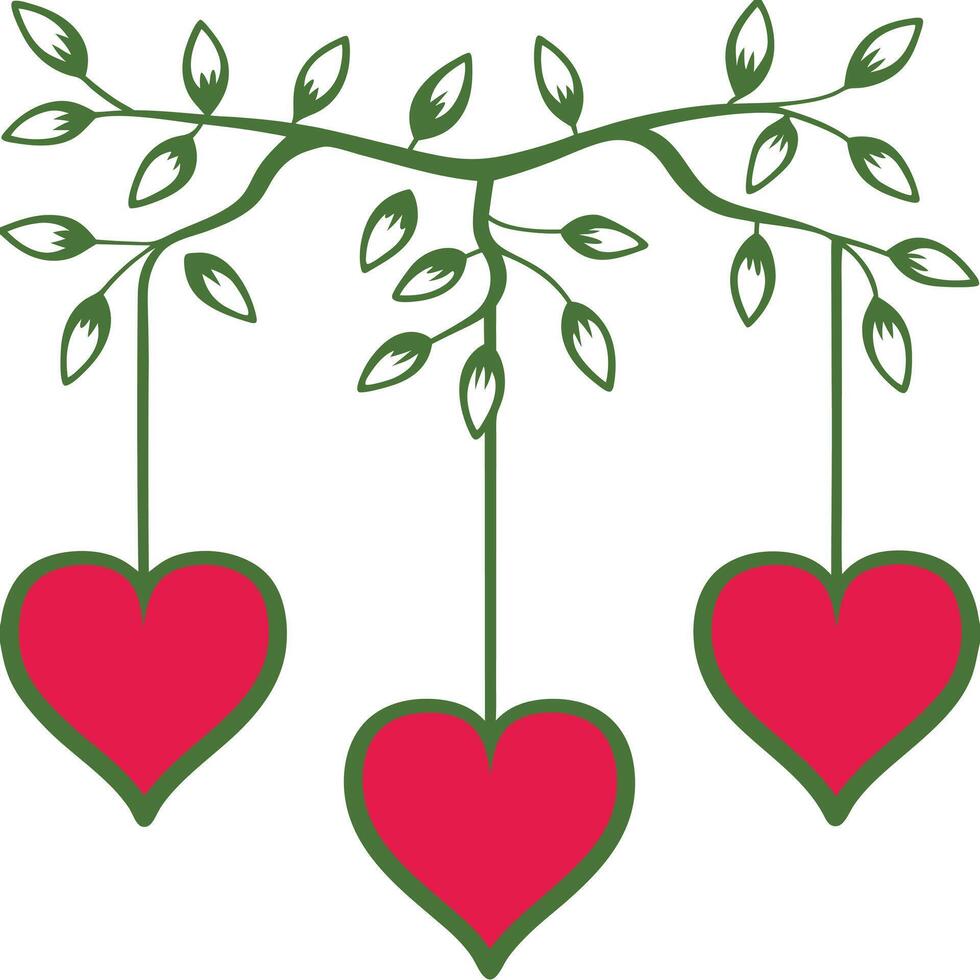 Tree branch heart shape color silhouette and white design illustration. drawing heart shape with tree. vector