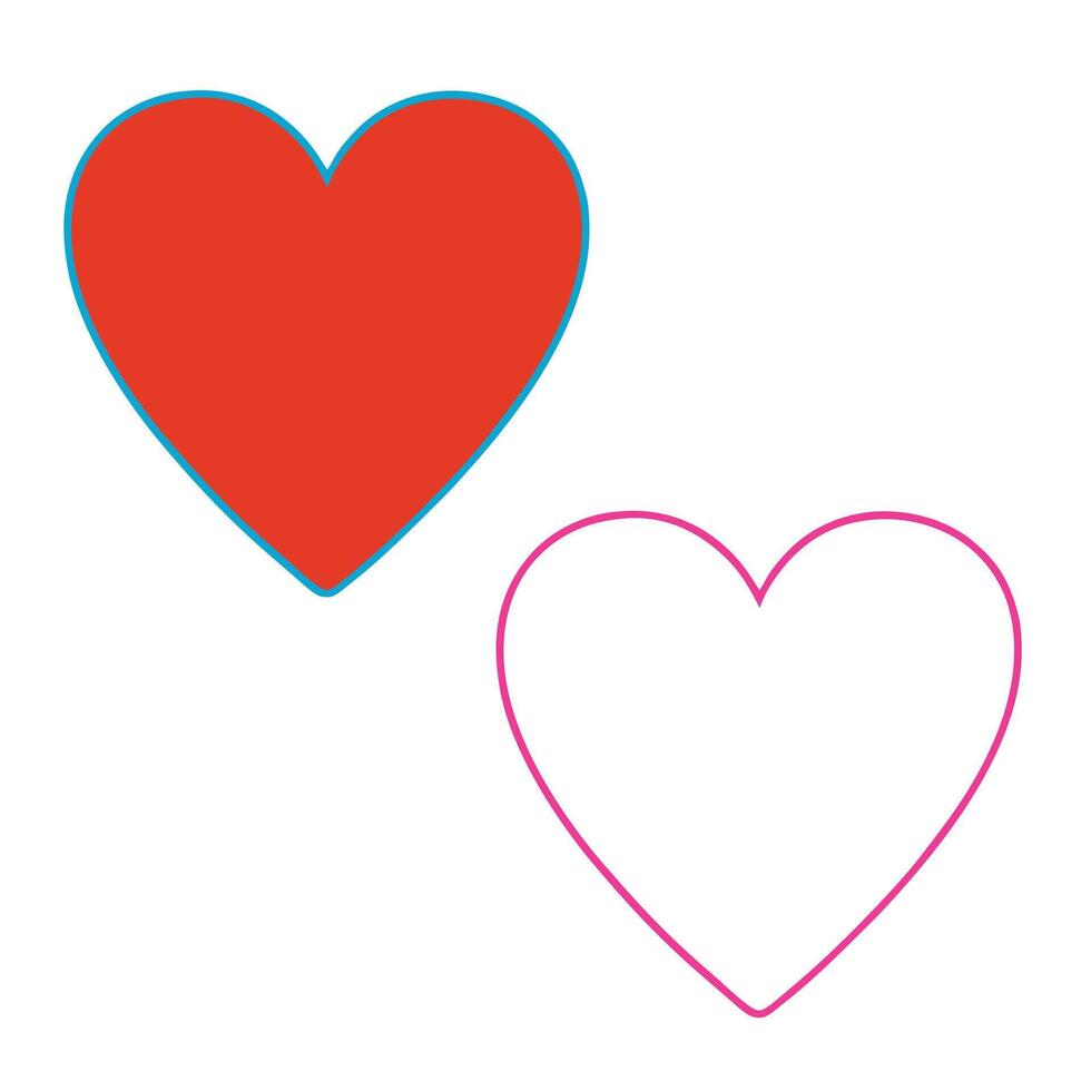 Red heart symbol bold black outline simple design. vector
