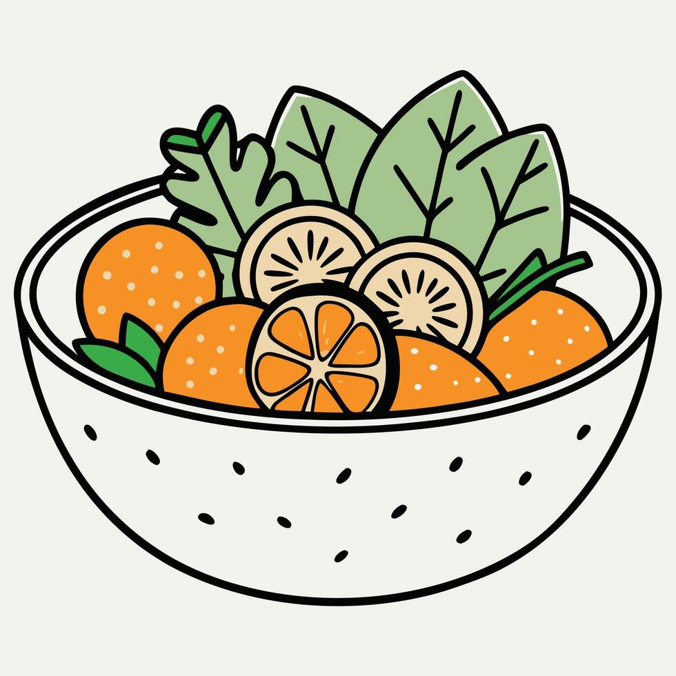 Drawing fruit set a basket salad illustration. vegetable set in basket. vector