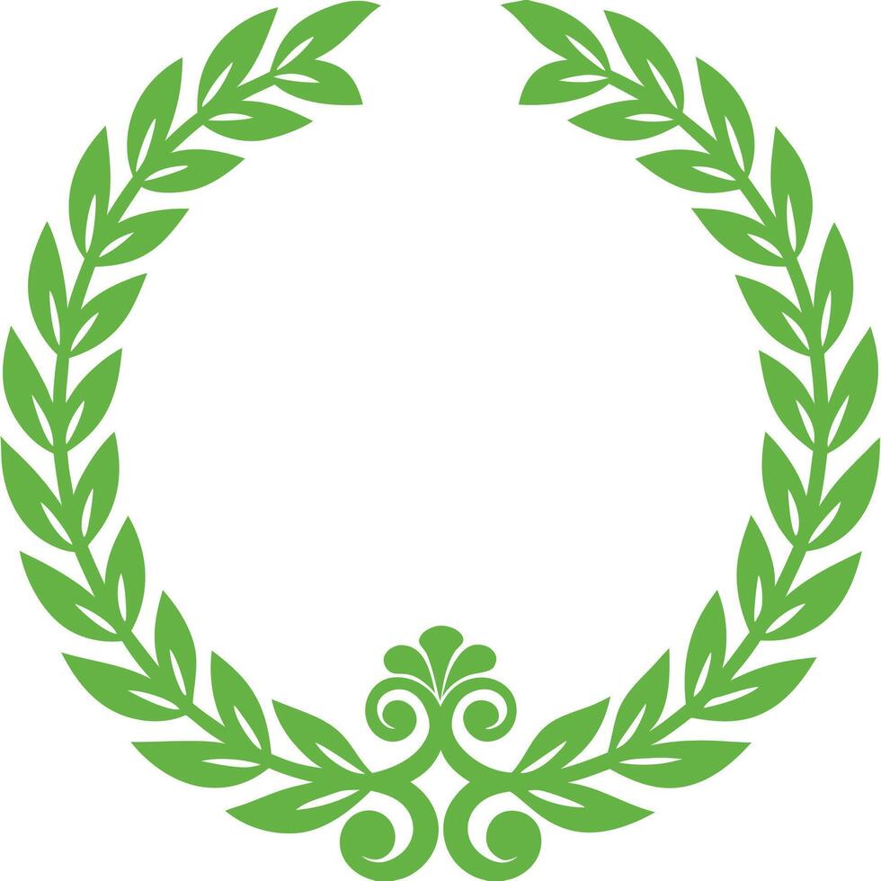 Green laurel wreath simple design symmetrical illustration. Design for Graphic Use. vector