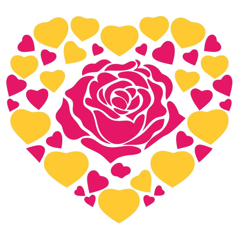 Heart shaped coloring heart rose composed. vector