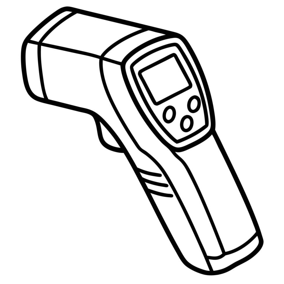 Infrared thermometer digital display handheld. Thermometer Gun Isometric Medical Digital. vector