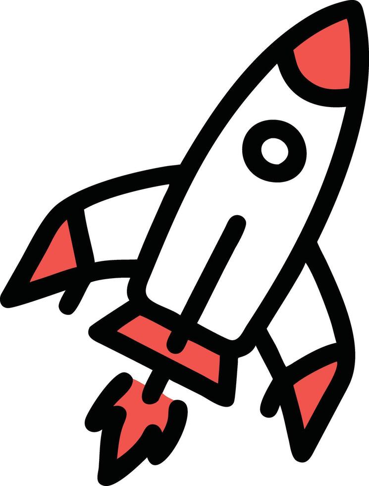 Space shuttle simple color cartoon style simple line drawing. vector
