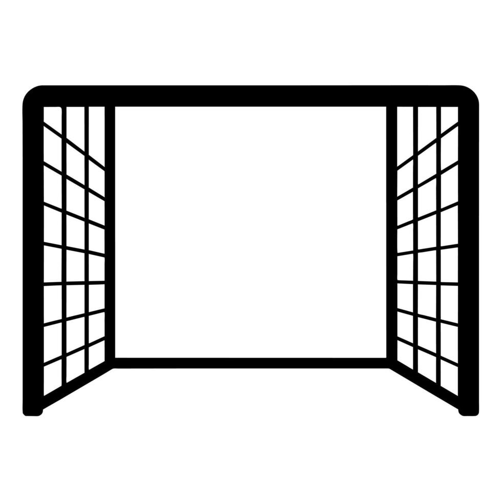 A black and white illustration of a soccer goal vector