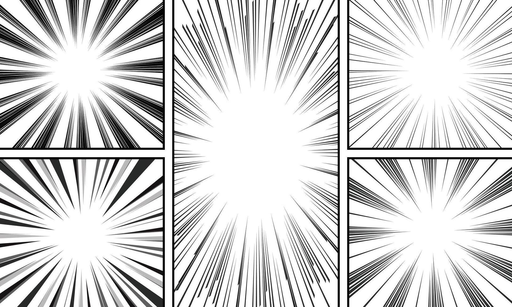 Comic book page background with radial, halftone and ray effects vector