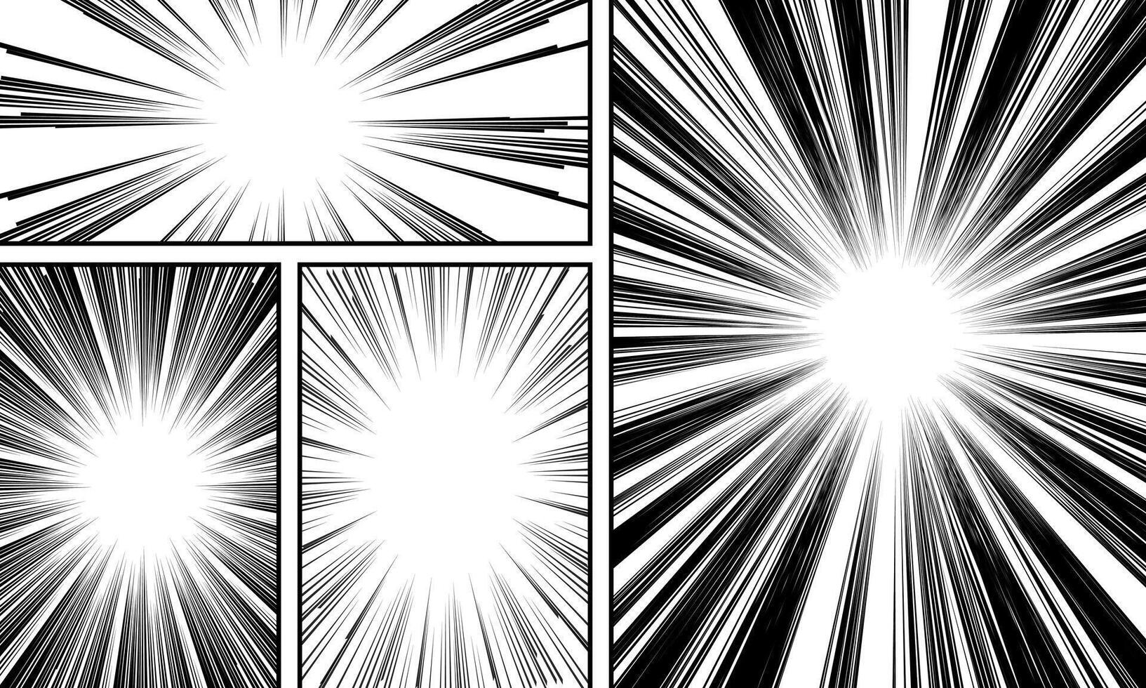 Comic book page template with radial and ray halftone effects in pop art style. vector