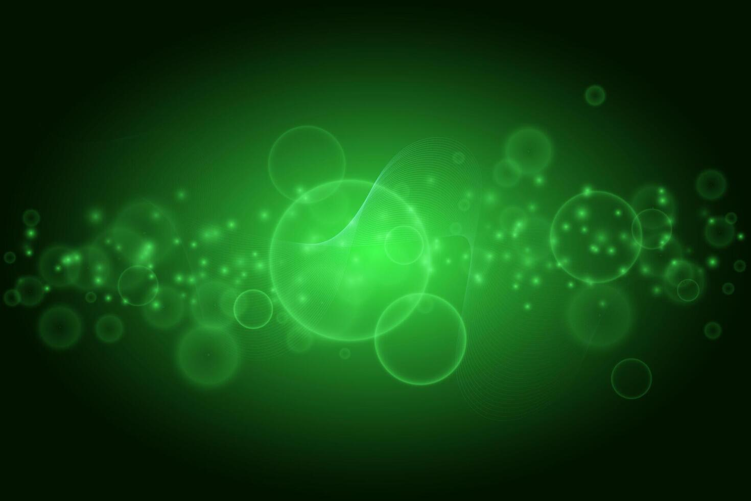Abstract background with wave and circles in acid green color vector