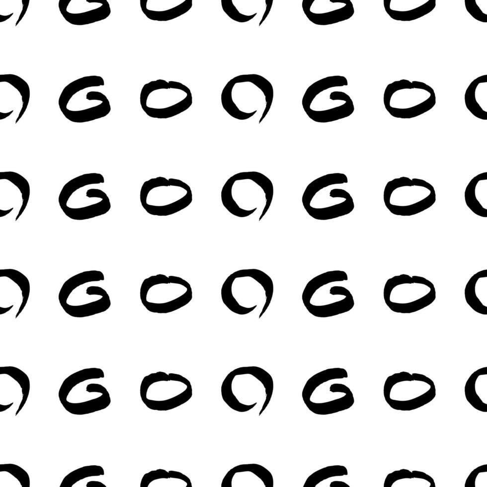 Seamless pattern with black sketch hand drawn brush circles shape on white background. Abstract grunge texture. illustration vector