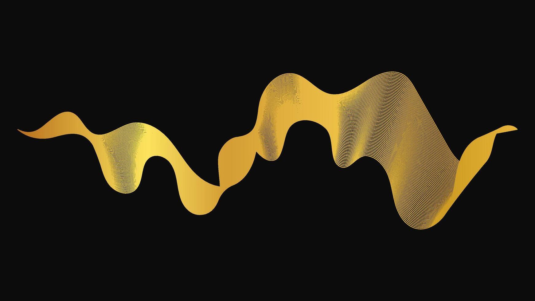 Abstract backdrop with golden waves on background. Modern technology background, wave design vector