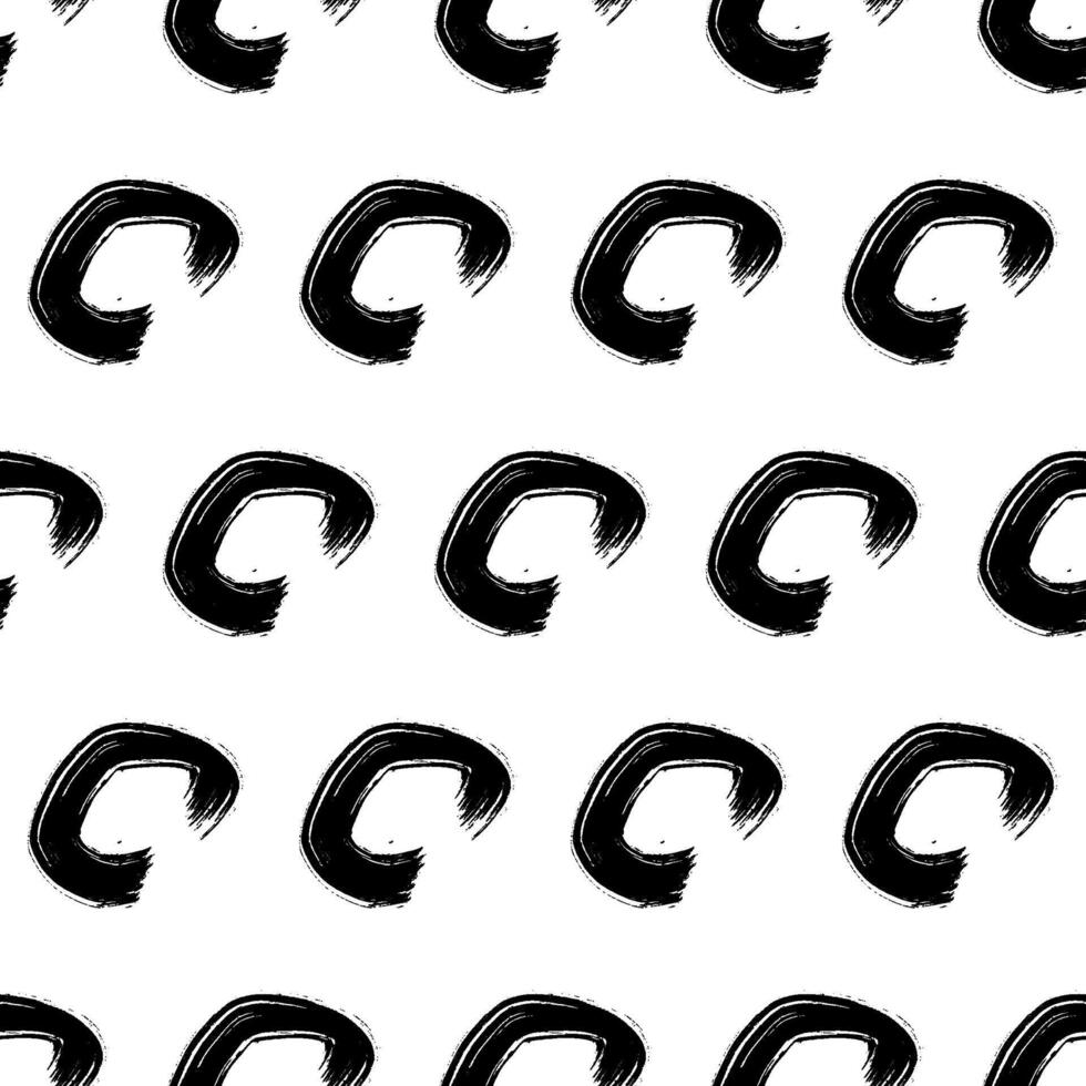 Seamless pattern with black sketch hand drawn brush scribble circles on background. Abstract grunge texture. illustration vector