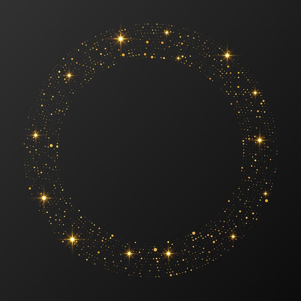 Abstract gold glowing halftone dotted background. glitter pattern in circle form. Circle halftone dots. illustration vector