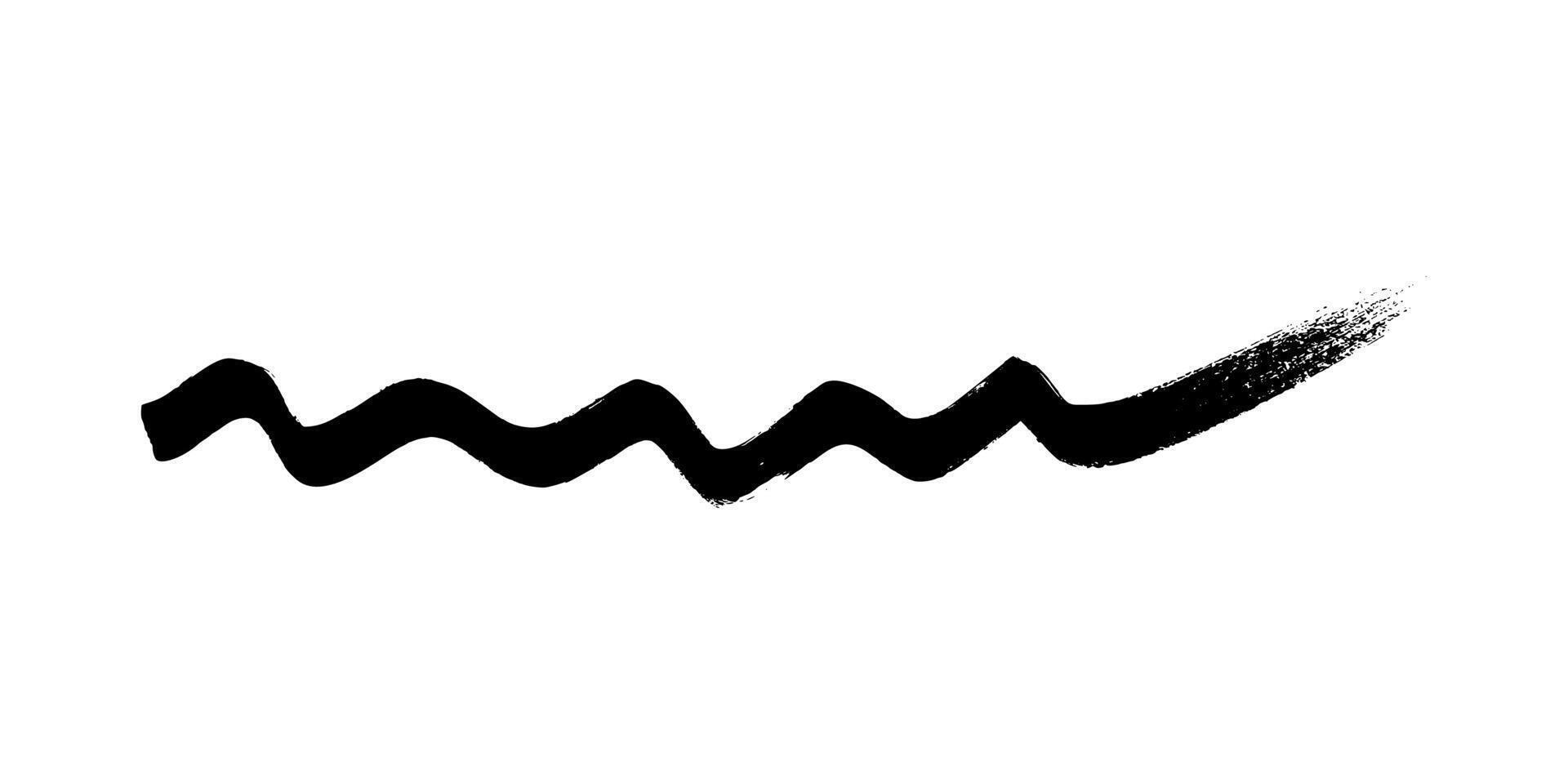Black wavy grunge brush stroke. Painted ink stripe. Ink spot isolated on background. illustration vector