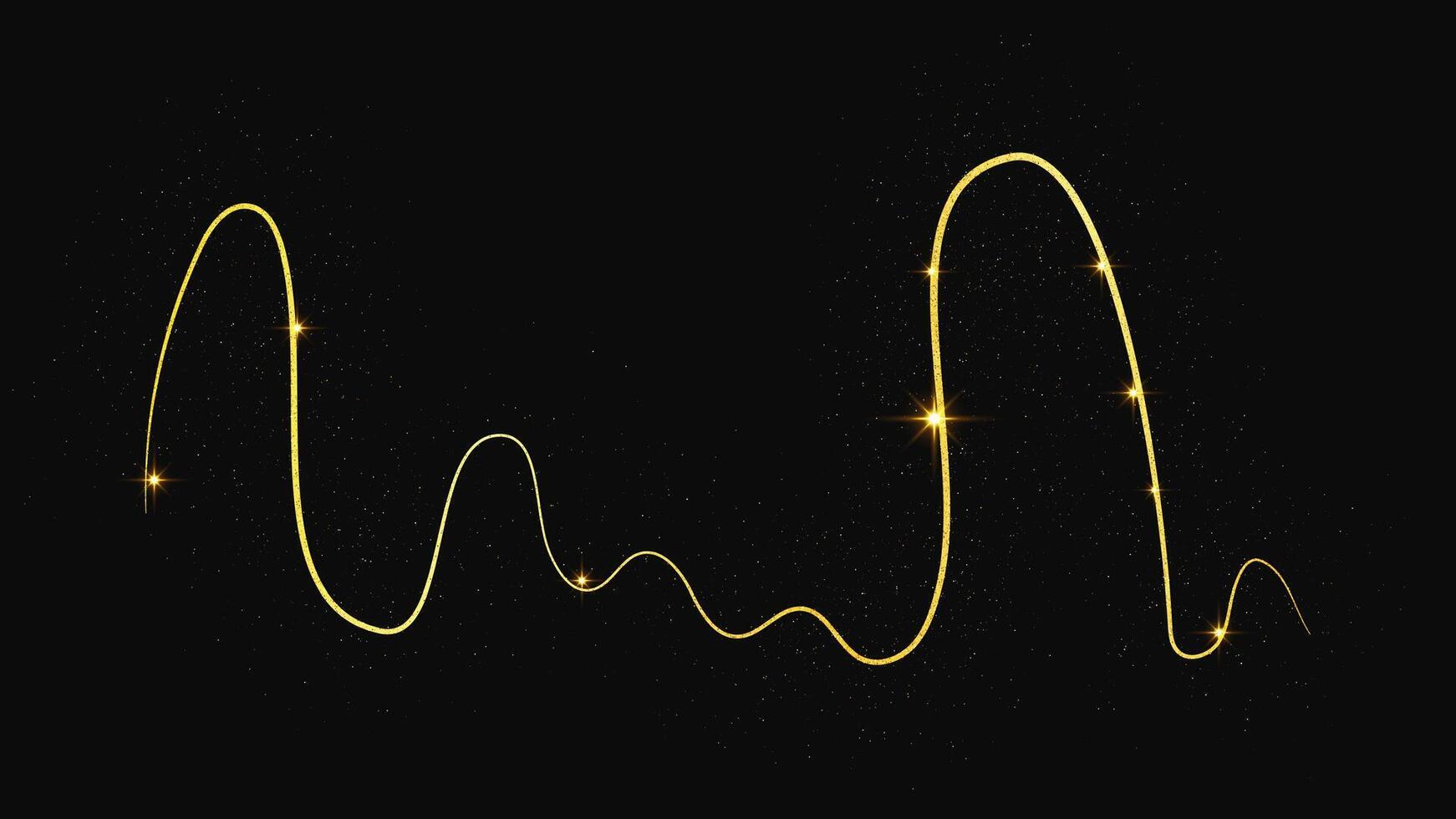 Gold glittering confetti wave. Golden magical sparkles on background vector