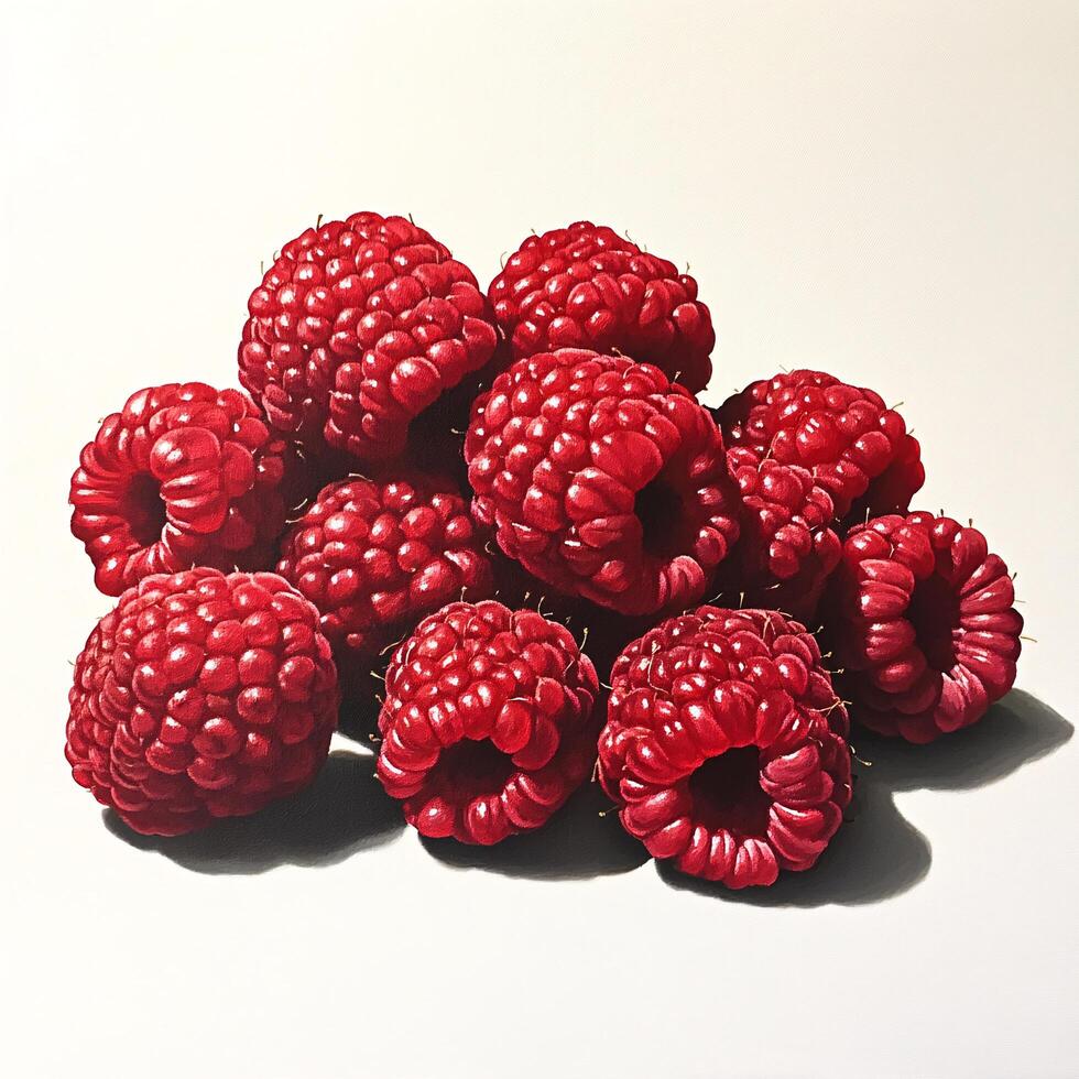 A painting of raspberries on a white background photo