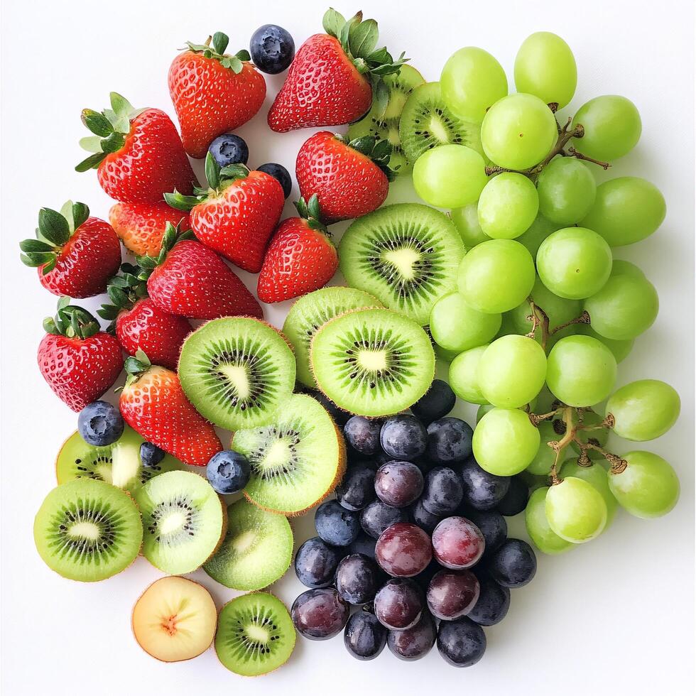 A bunch of different fruits arranged in a circle photo