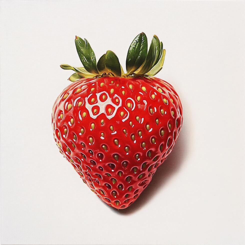 Juicy Red Strawberry Detailed Close Up Macro Shot of Fresh Fruit photo