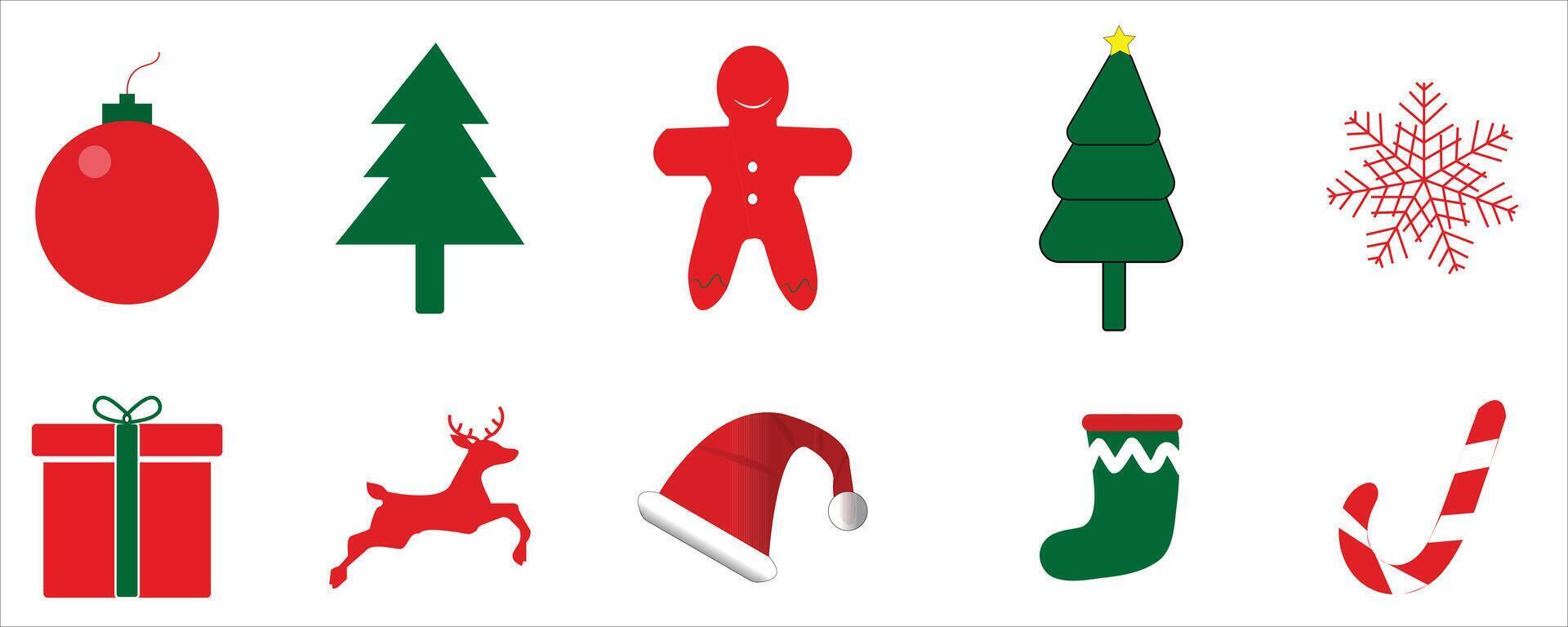 Christmas Flat icon set on white background, Christmas tree icon set , merry Christmas icon set. vector