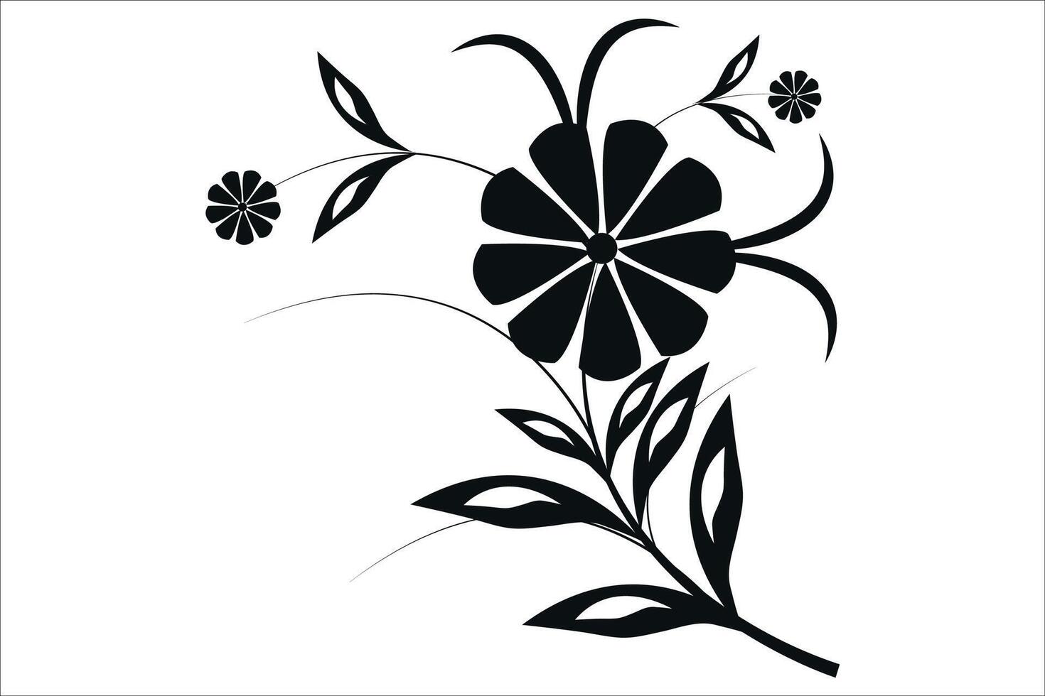 flower black silhouette on a white background vector