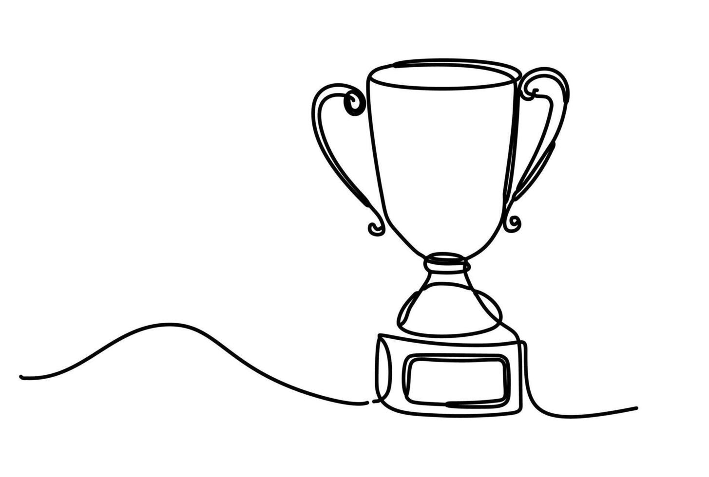 The award trophy drawn in a scribble style celebrates victory with a single-line design. vector