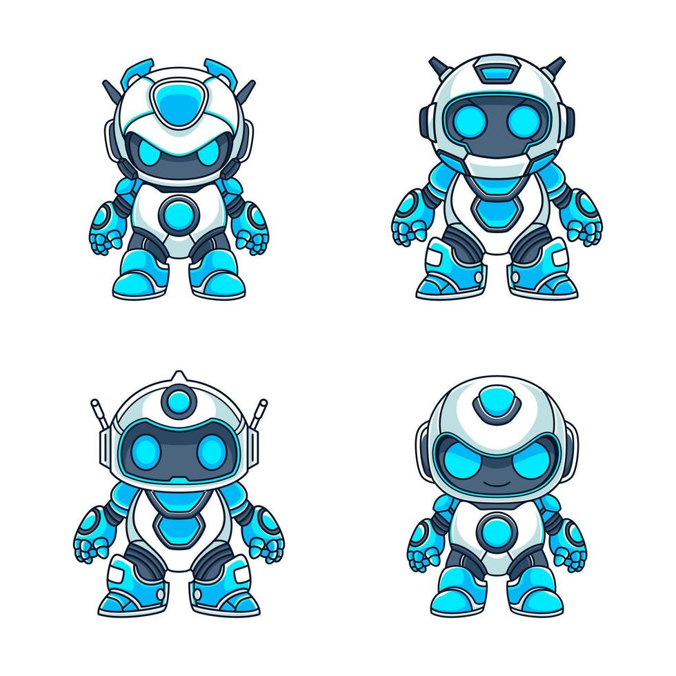 Robot Mascot Collection. Simple and Futuristic Design vector