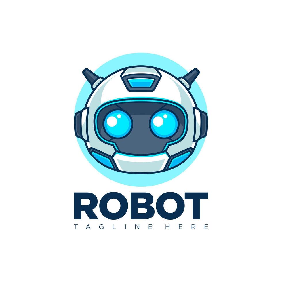 Futuristic Robot Head Logo. Design Template vector