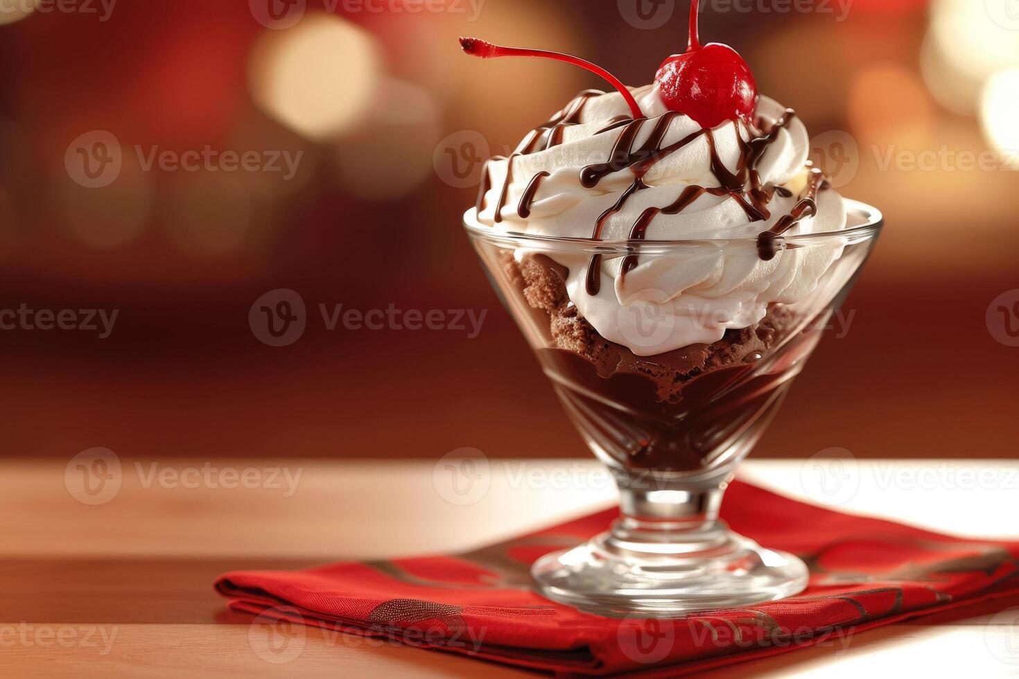 A sundae with whipped cream and a cherry on top photo
