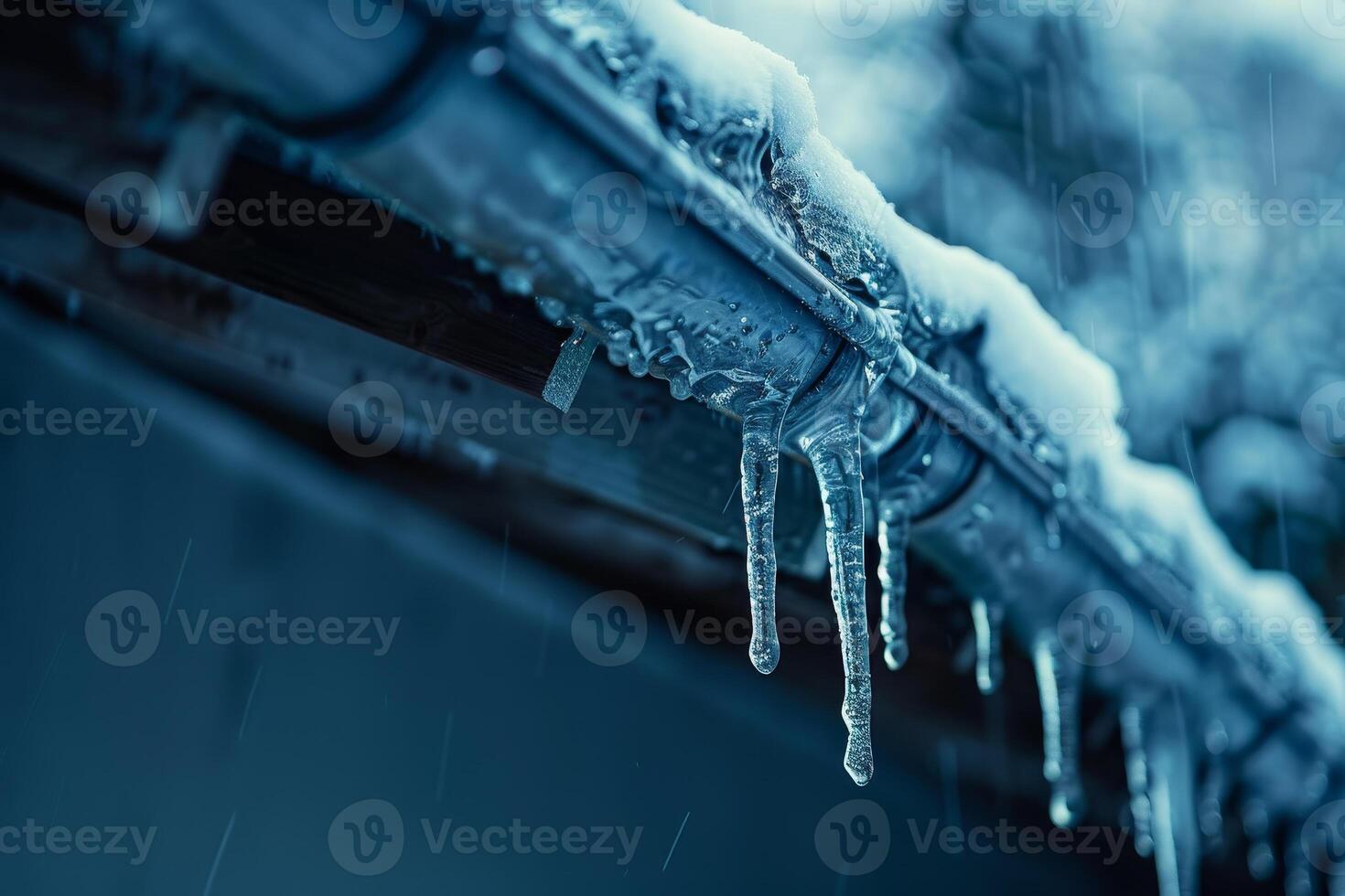 Winter is coming, and icicles are hanging from the roof photo