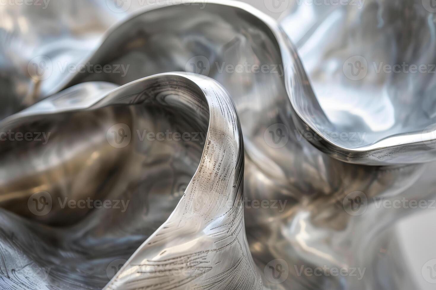 A close up of a metal sculpture with a wave pattern photo
