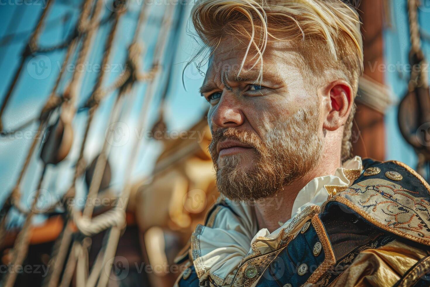 A man with a beard and a pirate costume photo