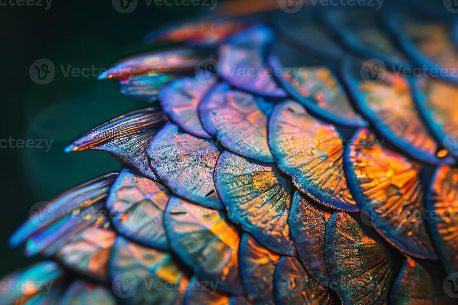 A close up of a colorful bird's wing photo