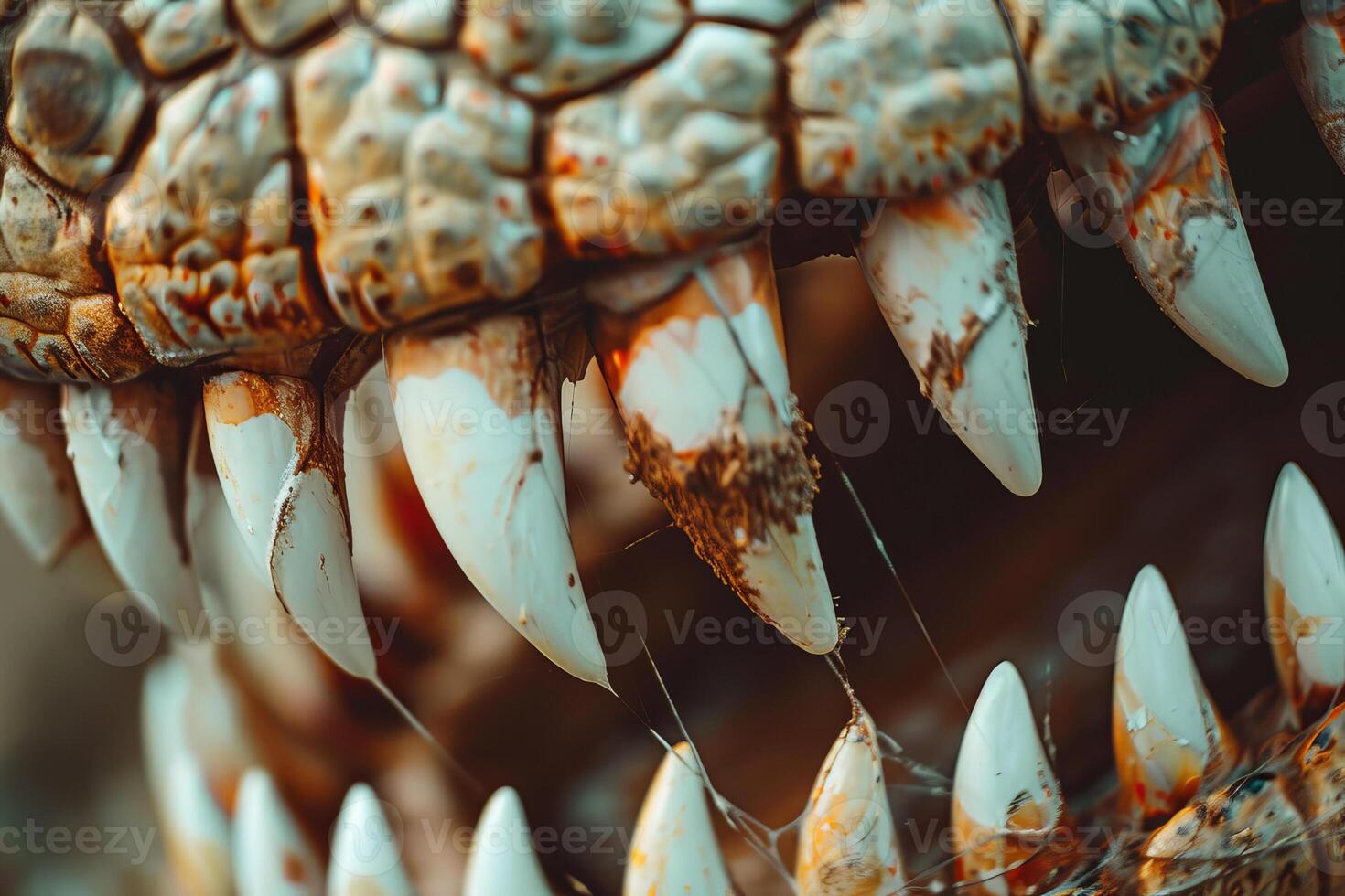 A close up of a dinosaur's teeth photo
