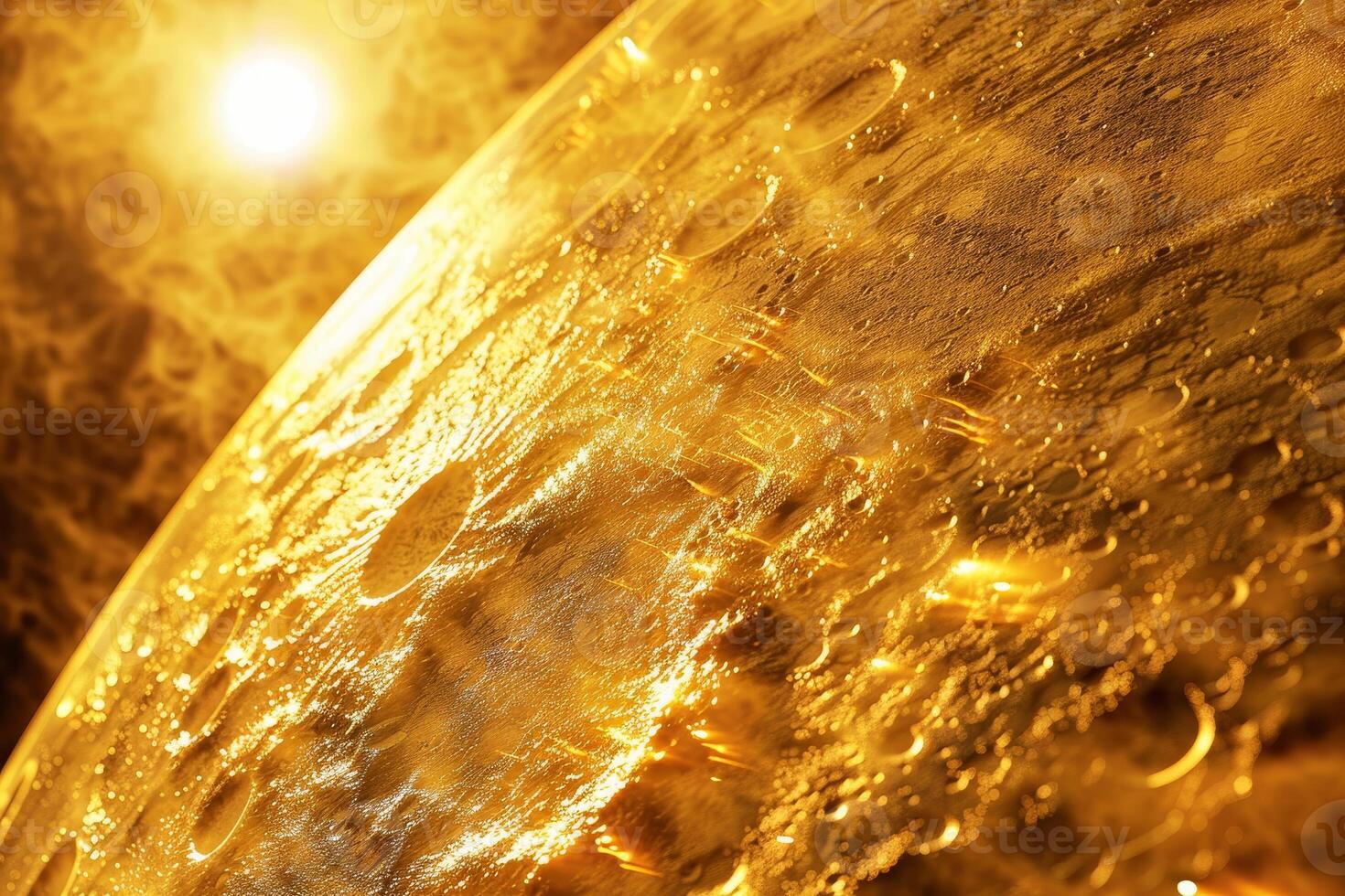 A planet with a sun in the background photo