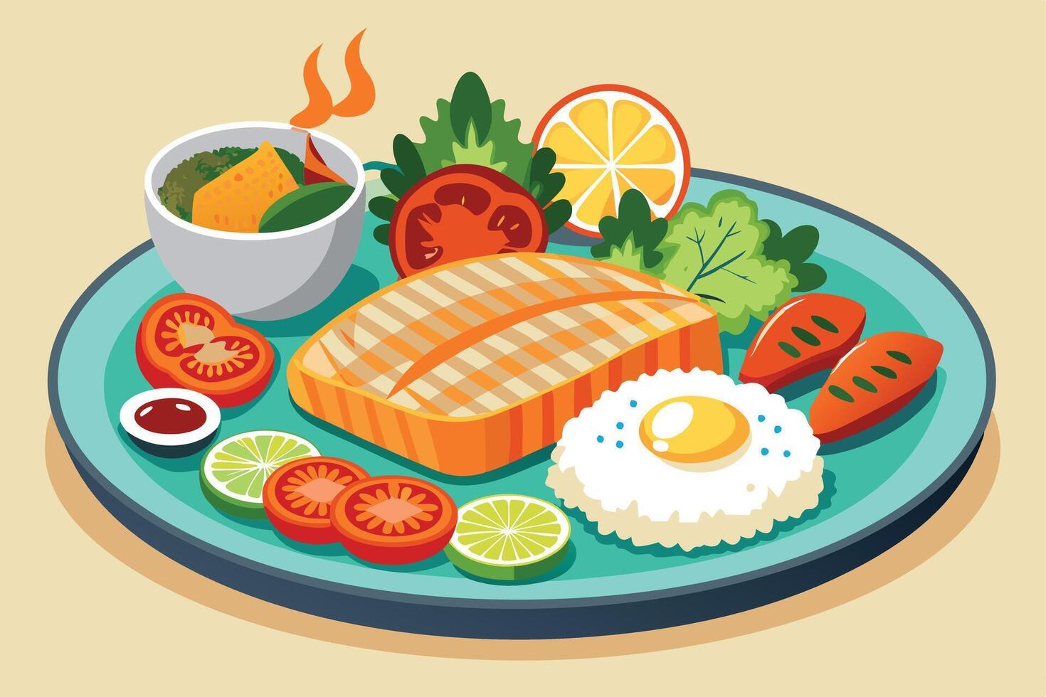 Colorful Illustration of a Delicious and Healthy Meal vector
