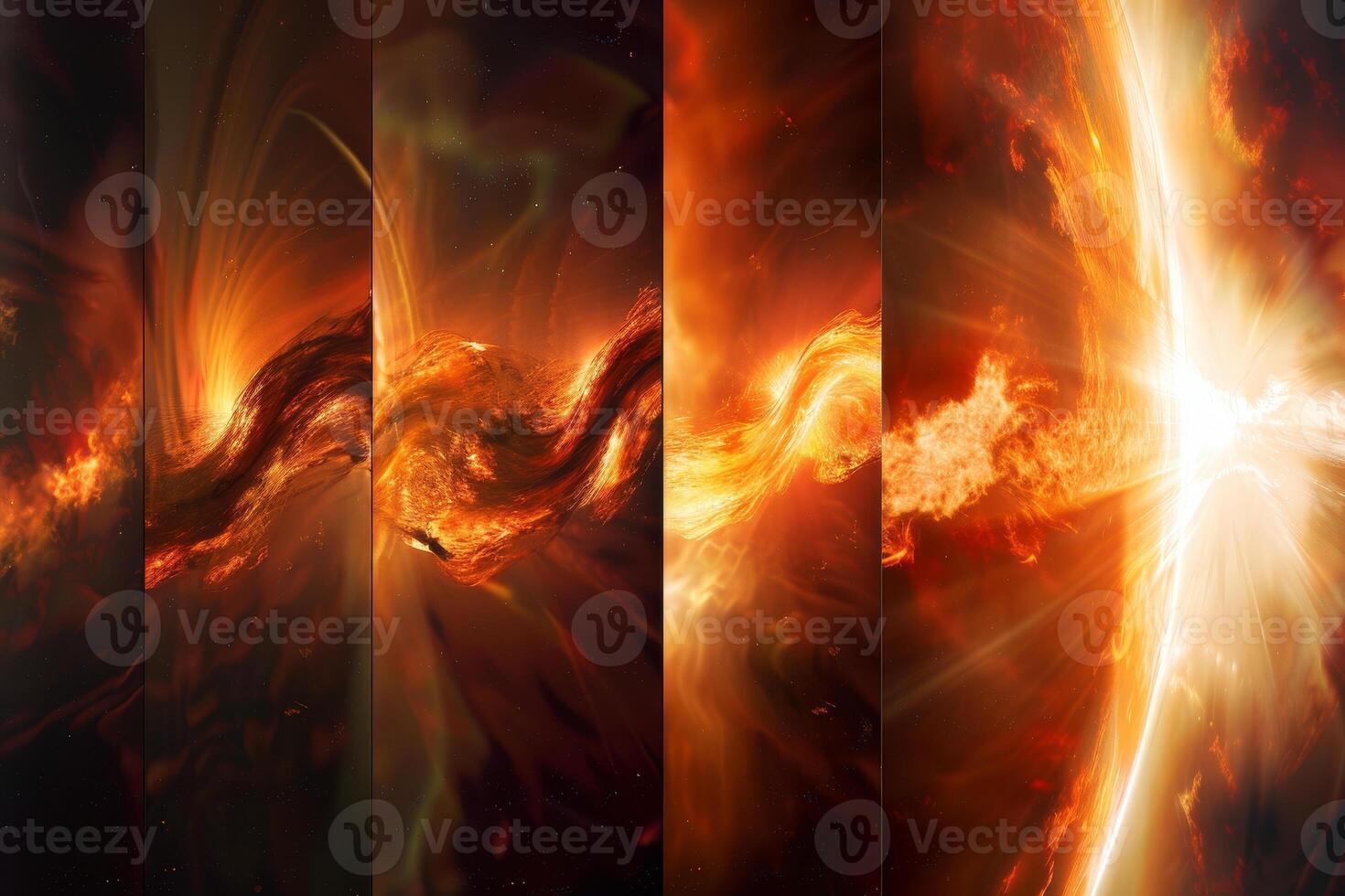 Four images of a fiery explosion in space photo