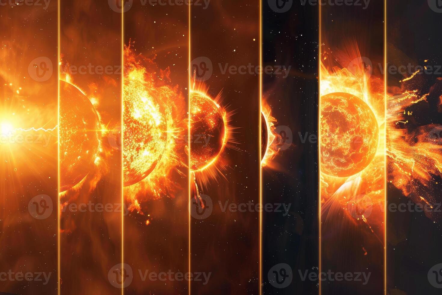 A series of images of the sun in different stages of its life cycle photo