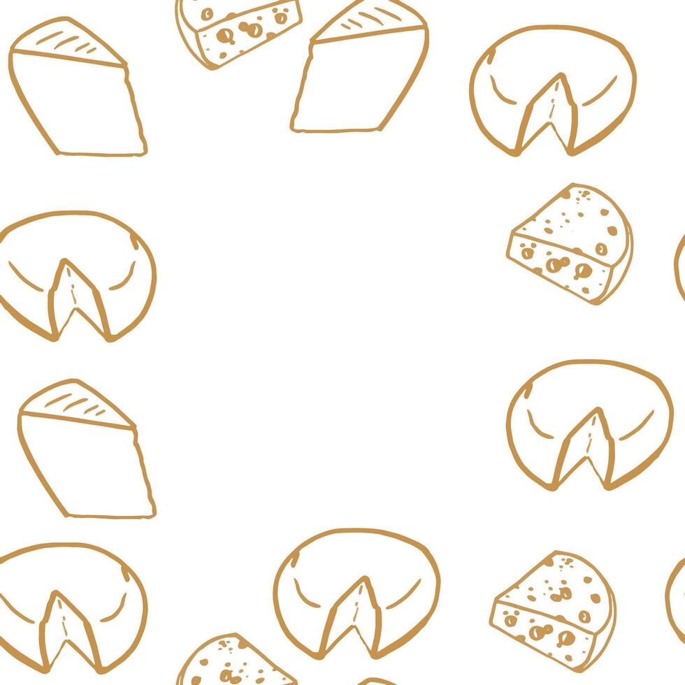 Outline decor frame with different cheese hand drawn elements culinary menu design vector