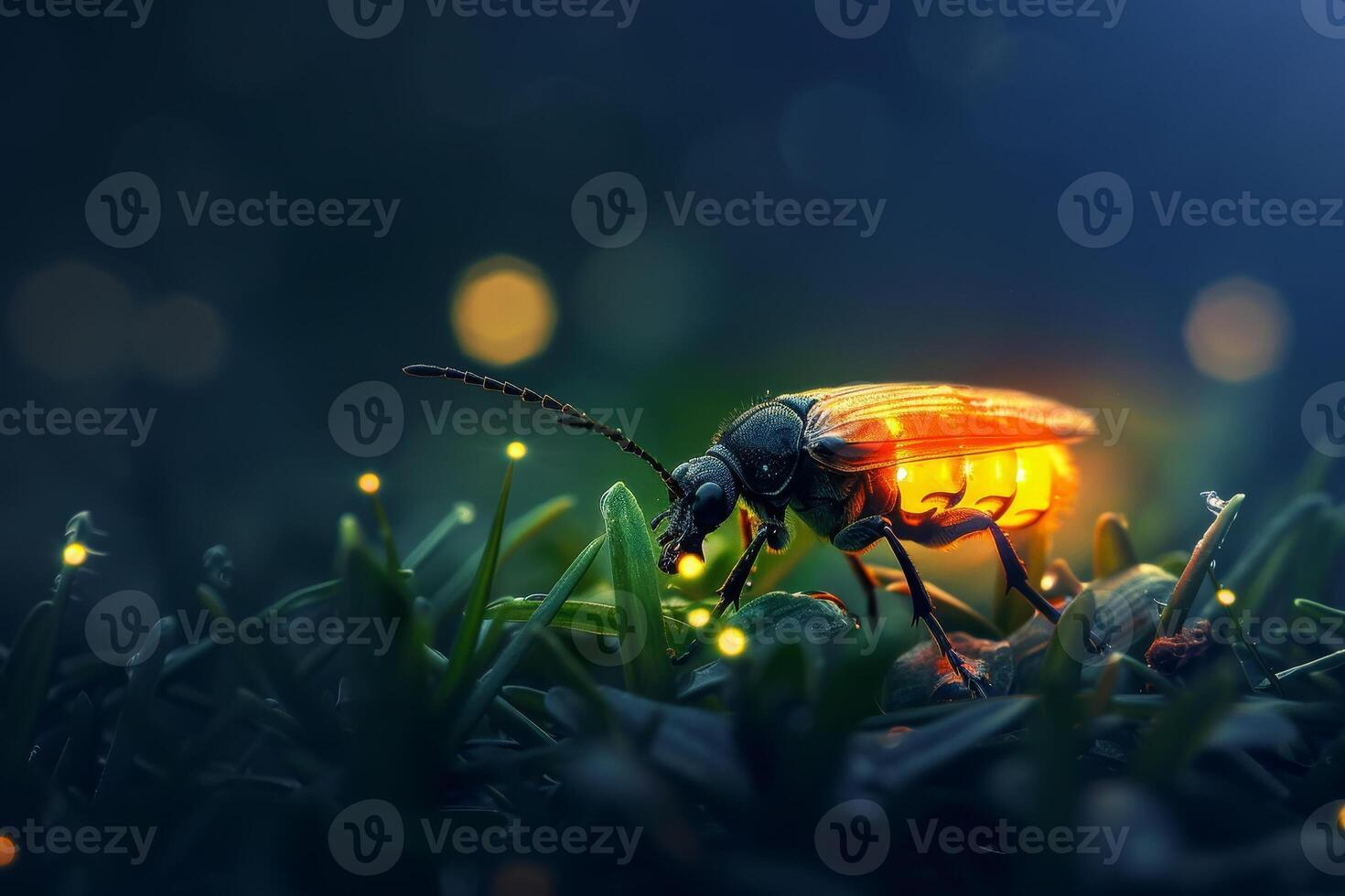 A bug with glowing lights on it's back photo