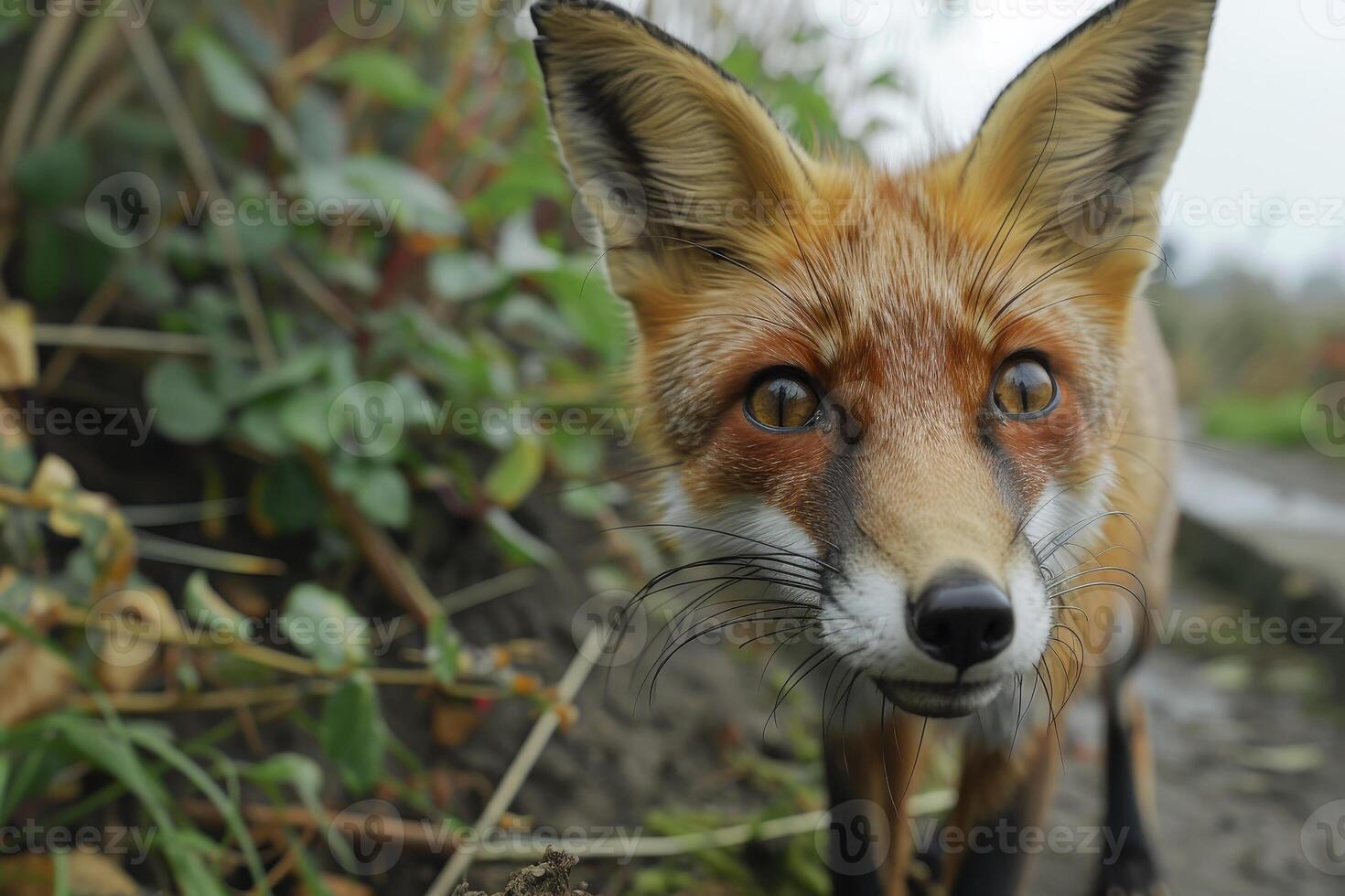 A close up of a fox looking at the camera photo
