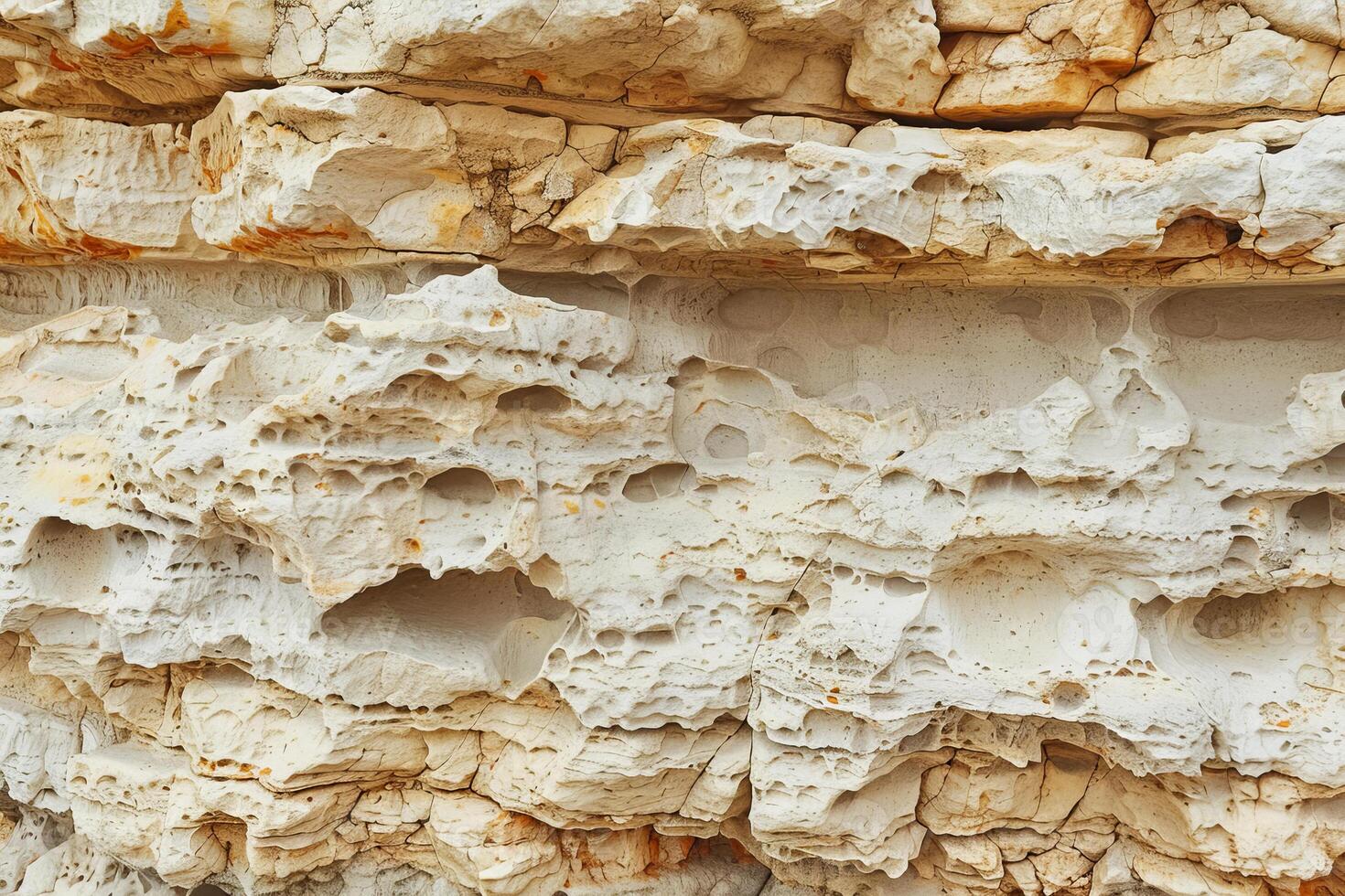 A close up of a rock wall with holes photo