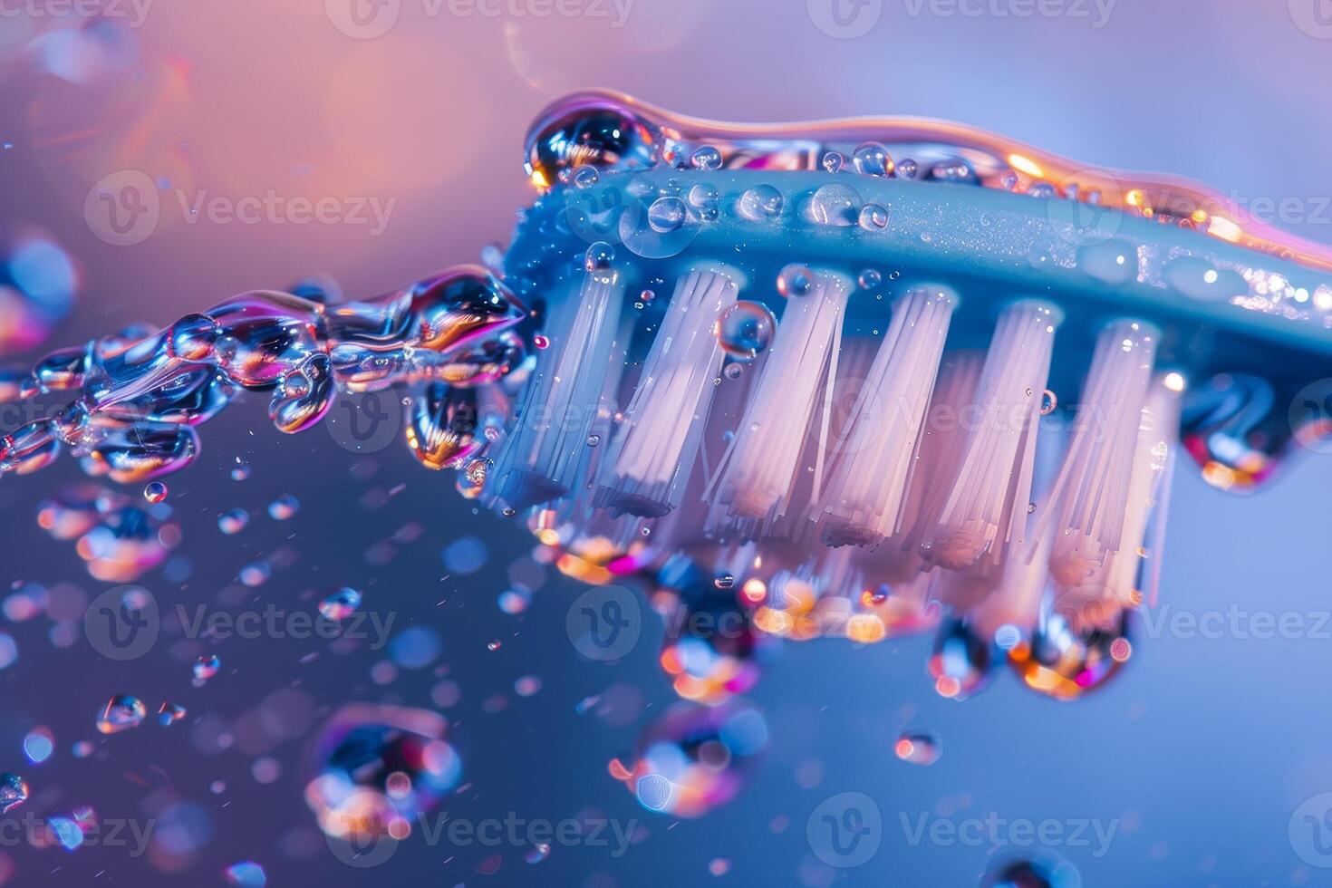A close up of a toothbrush with water droplets photo
