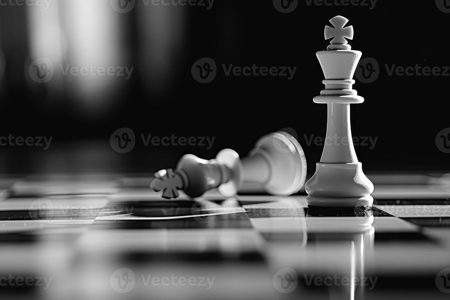 A black and white photo of a chess piece