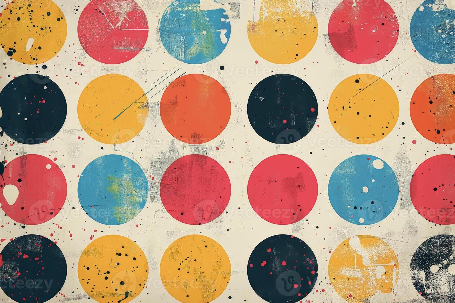 A colorful polka dot pattern on a white background photo