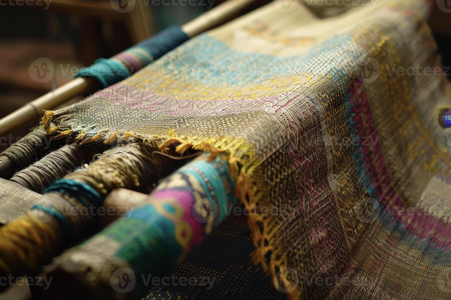 A close up of a weaving machine photo