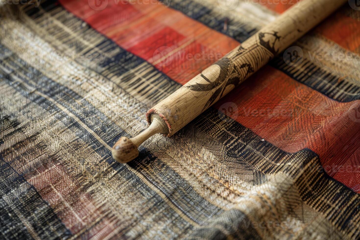 A rolling pin on a cloth photo