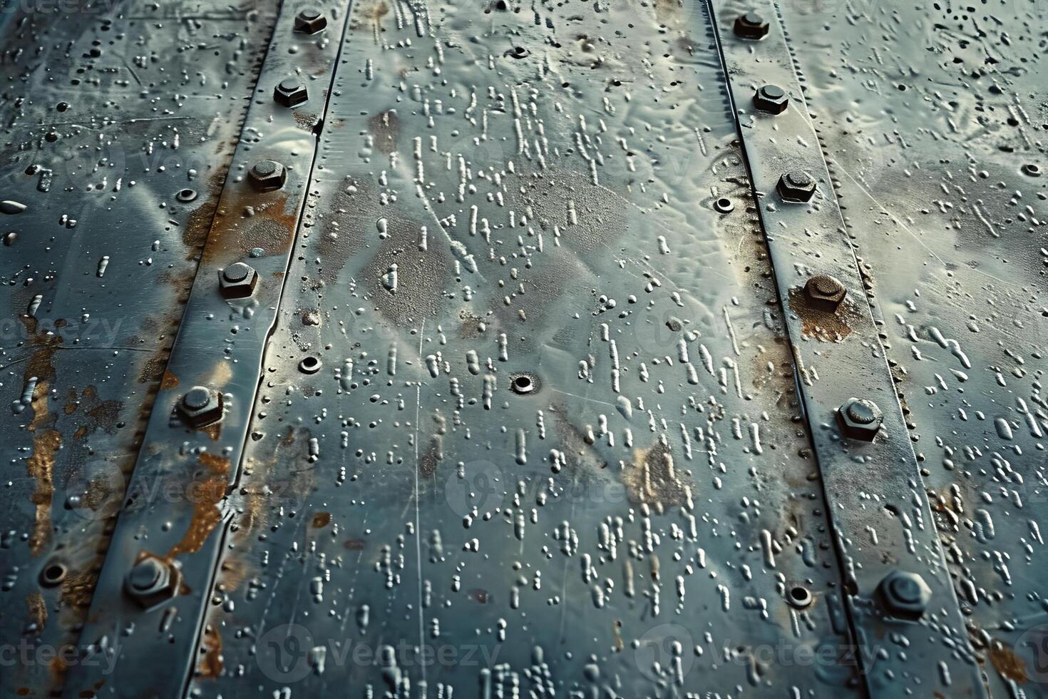 A close up of a rusty metal door with rivets photo