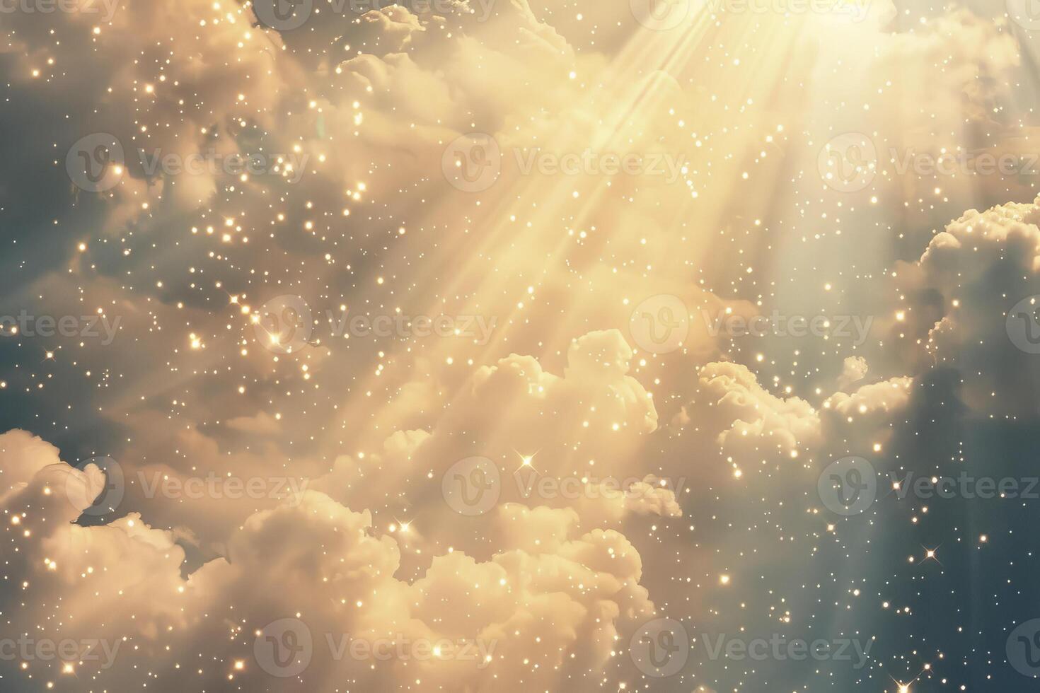 The sun shines through the clouds in this image photo