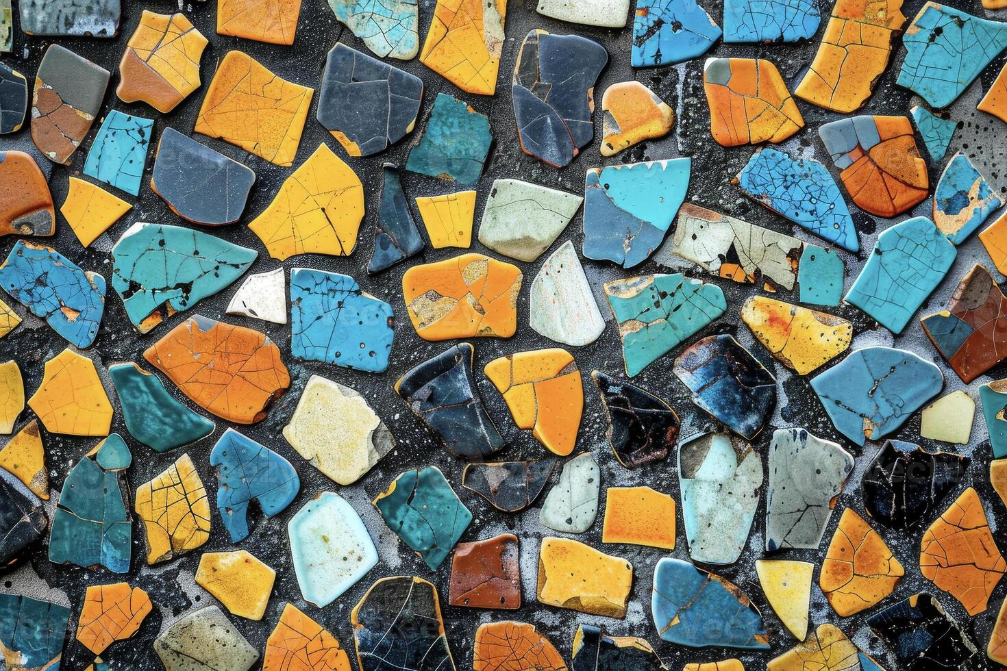 Colorful mosaic tiles on a wall photo